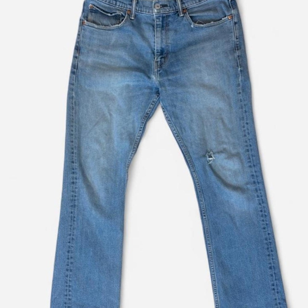 Levis 527 Slim Fit Light Wash Distressed Jeans W32 L29 Mens Blue